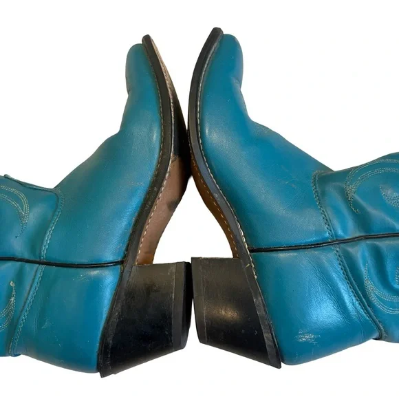 Vintage Sheplers Gorgeous Teal Blue Tall Western Boots. - Picture 10 of 16